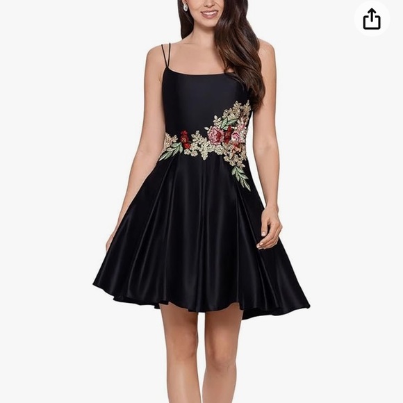 Dresses & Skirts - NWT Blondie Nites Women’s Satin Embroidered Mini Dress Size 3.